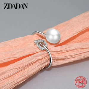 925 Silver Pearl Adjustable Ring Wedding Jewelry