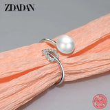 925 Silver Pearl Adjustable Ring Wedding Jewelry