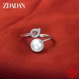 925 Silver Pearl Adjustable Ring Wedding Jewelry