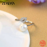 925 Silver Pearl Adjustable Ring Wedding Jewelry