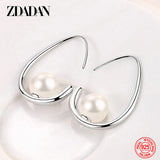 925 Silver Pearl Dangle Earrings Women Party Jewelry Gift