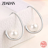 925 Silver Pearl Dangle Earrings Women Party Jewelry Gift