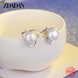 925 Silver Pearl Stud Earrings Wedding Jewelry