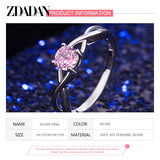 925 Silver Pink Zircon Rings For Women Wedding Jewelry