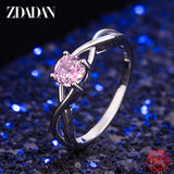 925 Silver Pink Zircon Rings For Women Wedding Jewelry