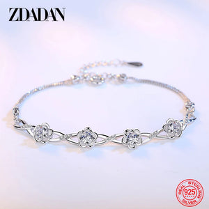 925 Silver Purple Rose Flower Bracelet Adjustable Glamour Party Jewelry