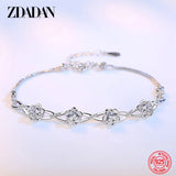 925 Silver Purple Rose Flower Bracelet Adjustable Glamour Party Jewelry