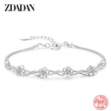 925 Silver Purple Rose Flower Bracelet Adjustable Glamour Party Jewelry