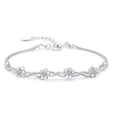 925 Silver Purple Rose Flower Bracelet Adjustable Glamour Party Jewelry