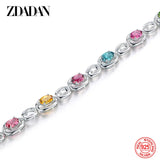 925 Silver Rainbow Crystal Bracelet Wedding Jewelry