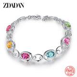 925 Silver Rainbow Crystal Bracelet Wedding Jewelry