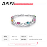 925 Silver Rainbow Crystal Bracelet Wedding Jewelry