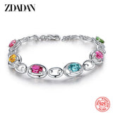 925 Silver Rainbow Crystal Bracelet Wedding Jewelry
