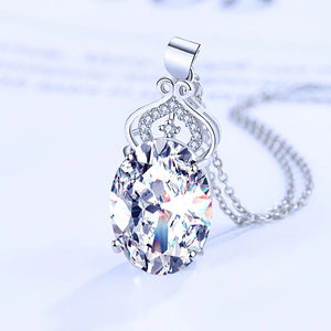 925 Silver Red Crystal Crown Necklace Women Glamour Jewelry