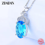 925 Silver Red Crystal Crown Necklace Women Glamour Jewelry