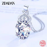 925 Silver Red Crystal Crown Necklace Women Glamour Jewelry