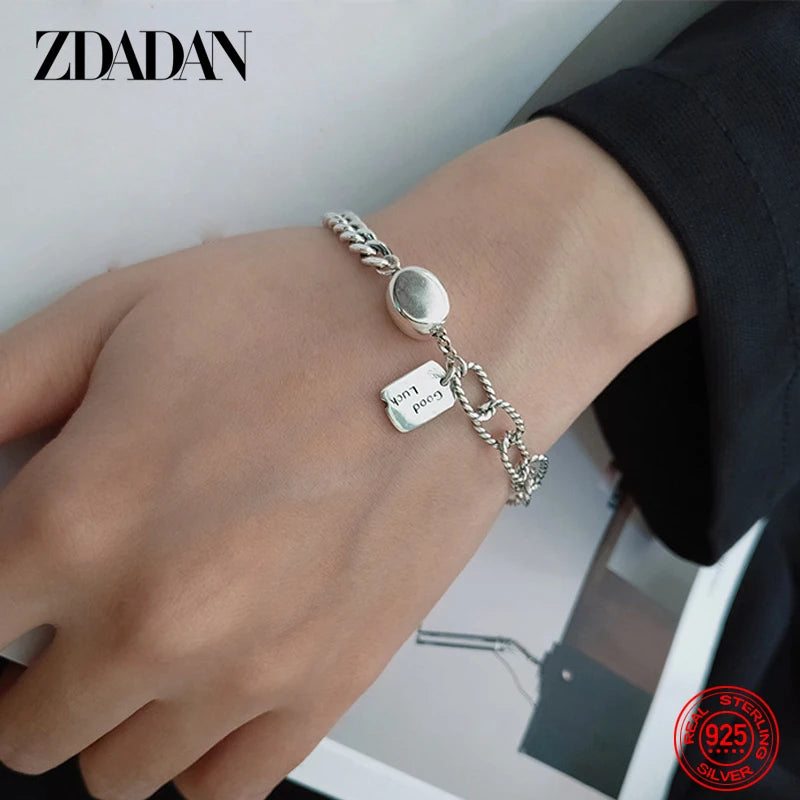 925 Silver Retro Bracelet Chain For Women Jewelry Gift
