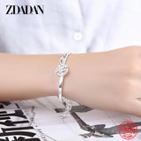 925 Silver Rose Charm Bracelet Chain Women Adjustable Bangle