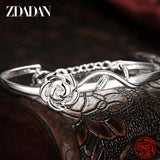 925 Silver Rose Charm Bracelet Chain Women Adjustable Bangle