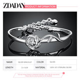 925 Silver Rose Charm Bracelet Chain Women Adjustable Bangle