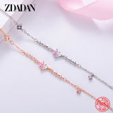 925 Silver Rose Heart Zircon Bracelet Chains
