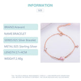 925 Silver Rose Heart Zircon Bracelet Chains
