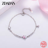 925 Silver Rose Heart Zircon Bracelet Chains
