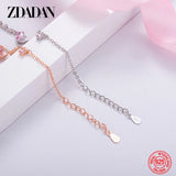 925 Silver Rose Heart Zircon Bracelet Chains