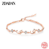 925 Silver Rose Dolphin Zircon Bracelet Wedding Jewelry