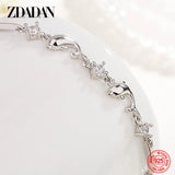 925 Silver Rose Dolphin Zircon Bracelet Wedding Jewelry
