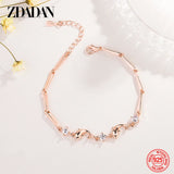 925 Silver Rose Dolphin Zircon Bracelet Wedding Jewelry