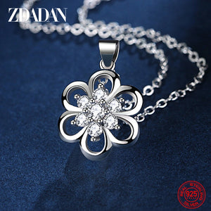 925 Sterling Silver Rotating Flower Necklace For Women Jewelry
