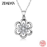 925 Sterling Silver Rotating Flower Necklace For Women Jewelry