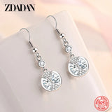 925 Silver Round Dangle Earrings Women Jewelry