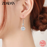 925 Silver Round Dangle Earrings Women Jewelry