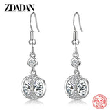 925 Silver Round Dangle Earrings Women Jewelry