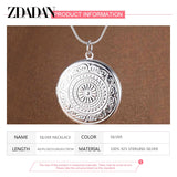 925 Silver Round Pendant Necklace with Snake Chain