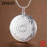 925 Silver Round Pendant Necklace with Snake Chain