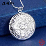 925 Silver Round Pendant Necklace with Snake Chain