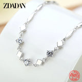 925 Silver Geometric Zircon Bracelet Chain Women Jewelry