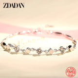 925 Silver Geometric Zircon Bracelet Chain Women Jewelry