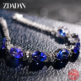 925 Silver Sapphire Bracelet Chain Women Wedding Jewelry