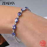 925 Silver Sapphire Bracelet Chain Women Wedding Jewelry