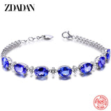 925 Silver Sapphire Bracelet Chain Women Wedding Jewelry