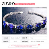925 Silver Sapphire Bracelet Chain Women Wedding Jewelry