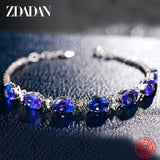 925 Silver Sapphire Bracelet Chain Women Wedding Jewelry