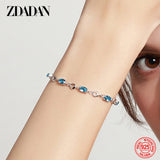 925 Silver Sapphire Charm Bracelet Chain Women Jewelry