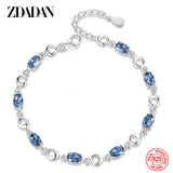 925 Silver Sapphire Charm Bracelet Chain Women Jewelry