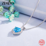 925 Silver Sapphire Zircon Necklace Women Wedding Jewelry
