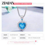 925 Silver Sapphire Zircon Necklace Women Wedding Jewelry